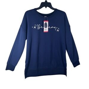 TEDDI ROSE Navy Blue Believe Graphic Sweatshirt Women's Medium NEW